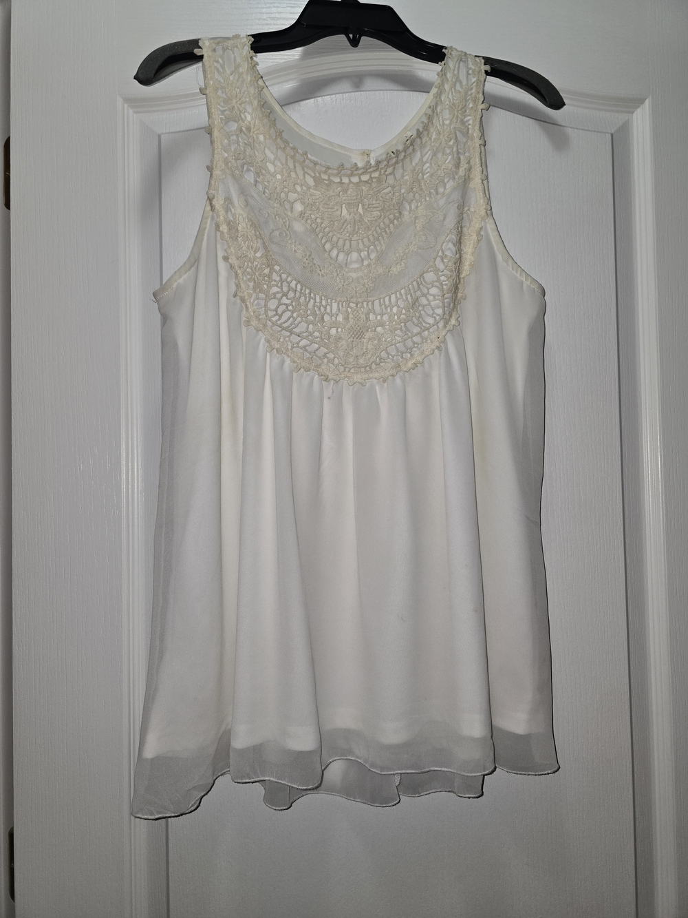 Ultra Pink Cream Sleeveless Chiffon Top
